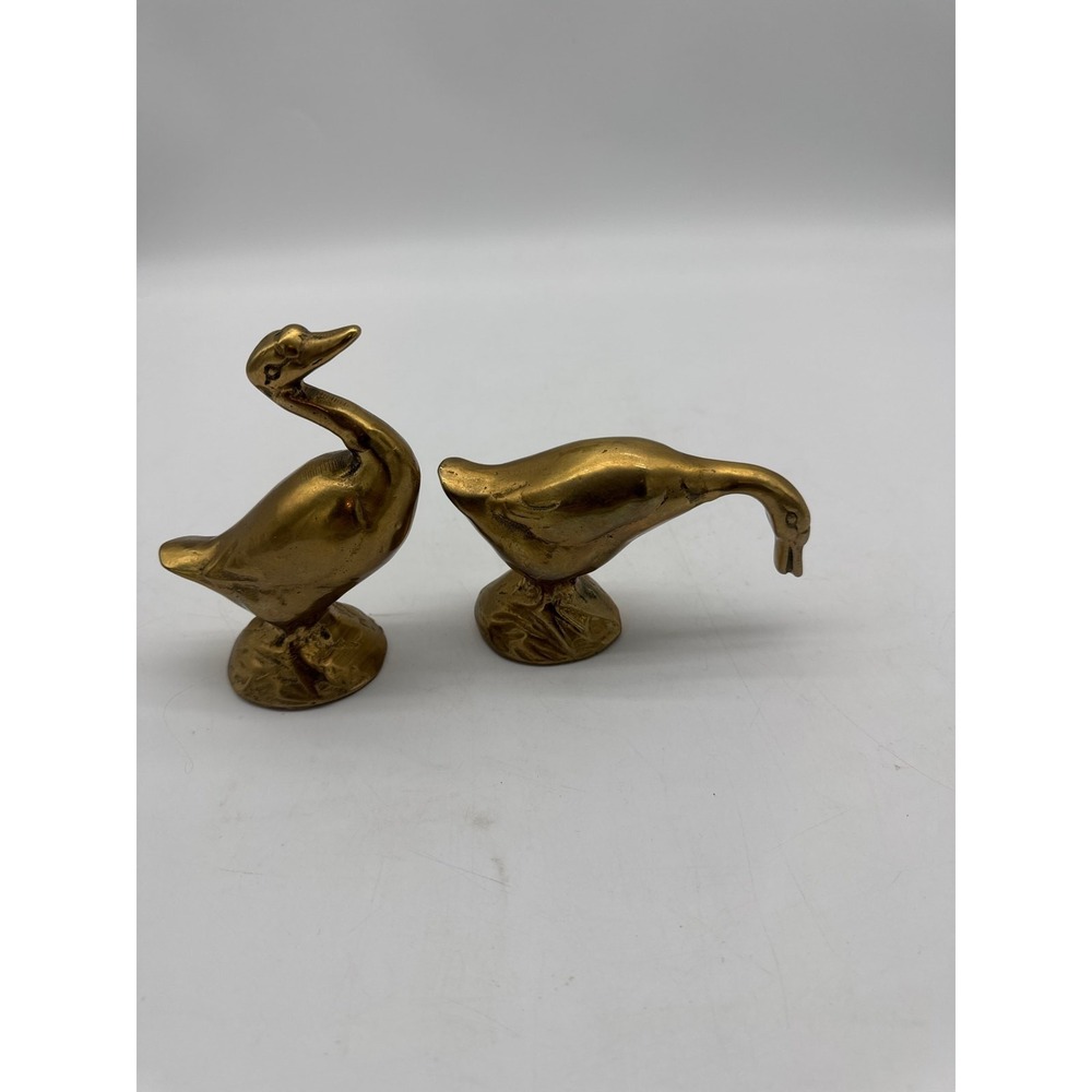 Vtg‎ Brass Duck Pair  Lot of 2 Decor Sculptures Polished Nice